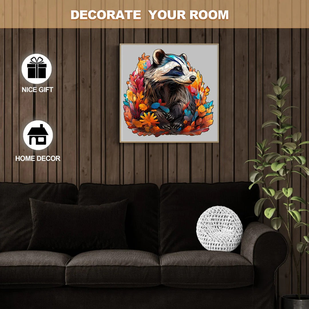 Whimsical Wooden Jigsaw Puzzle-Badger