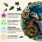 Puzzle en bois fantaisiste - Tortue en relief