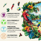 Casse-tête en bois fantaisie - perroquet tropical
