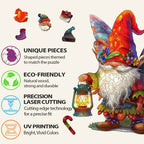 Whimsical Wooden Jigsaw Puzzle- christmas gnome