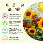 Whimsical Wooden Jigsaw Puzzle-Sunflower Sonata