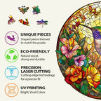 Whimsical Wooden Jigsaw Puzzle-Stained Glass Hummingbird