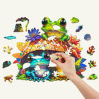 Verspieltes Holzpuzzle – Frosch-Brüder