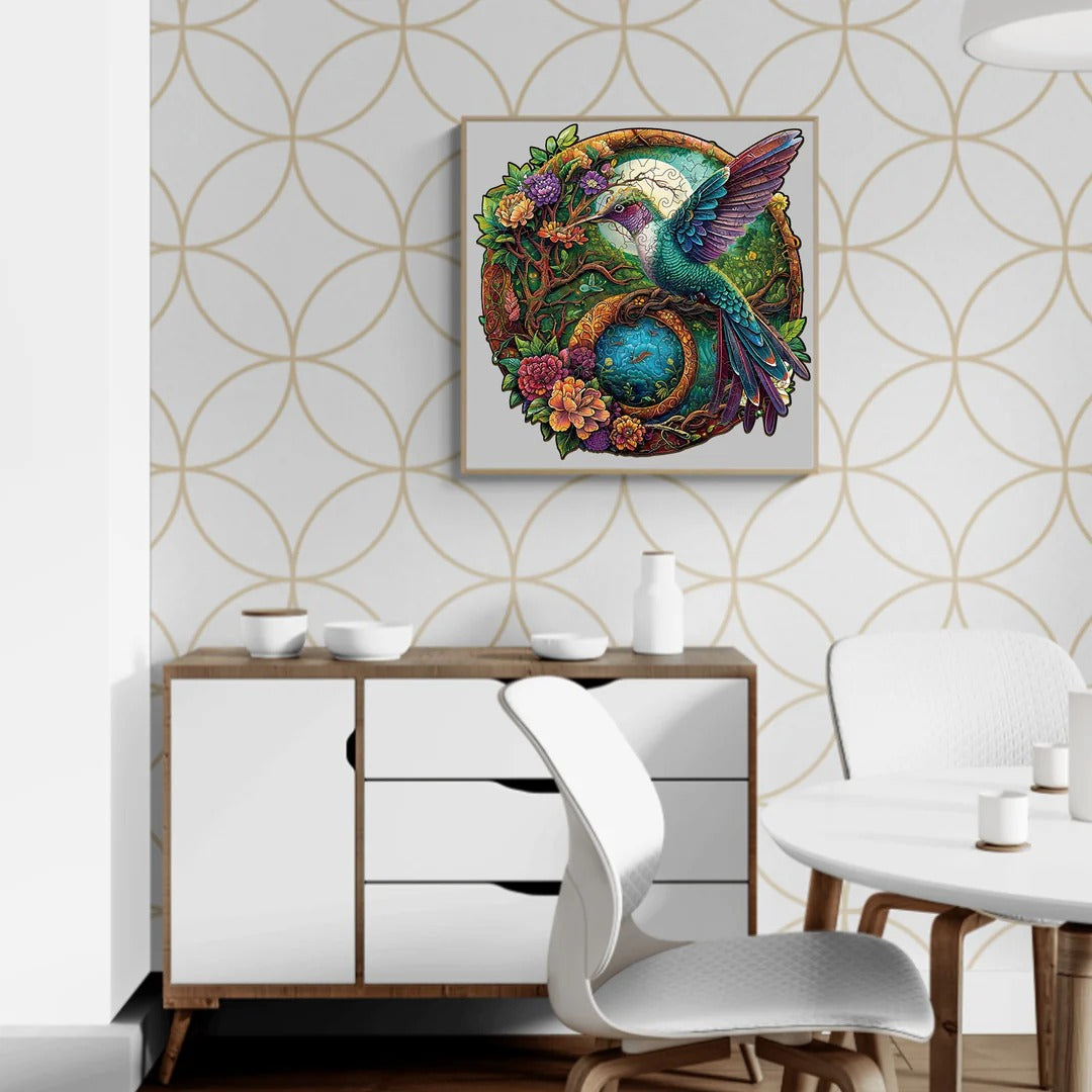 Whimsical Wooden Jigsaw Puzzle- Yin Yang  Hummingbird-2