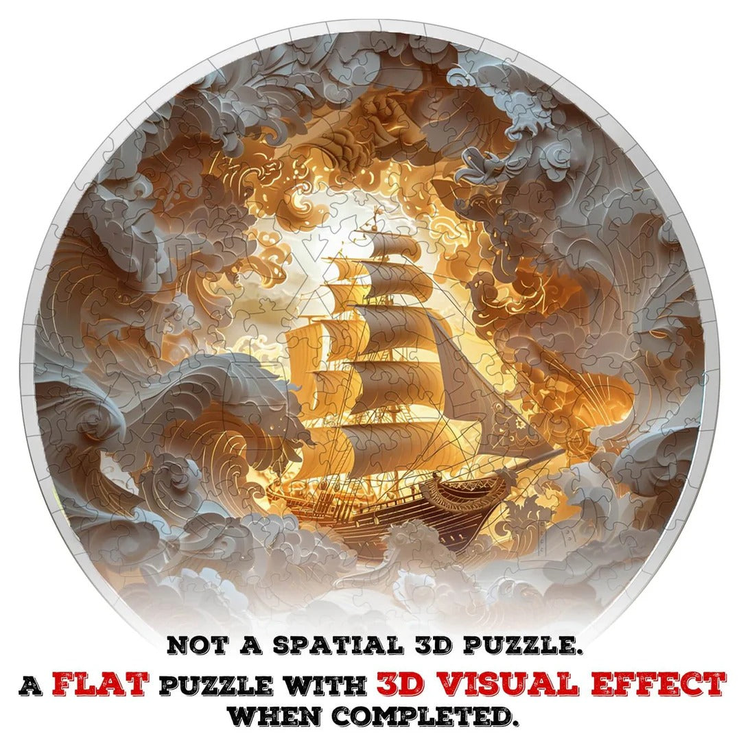 Whimsical Wooden Jigsaw Puzzle- 3D Sailing-2