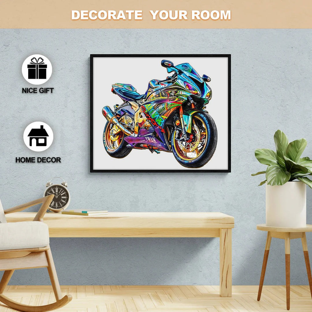 Ausgefallenes Holz-Puzzle – Motorrad