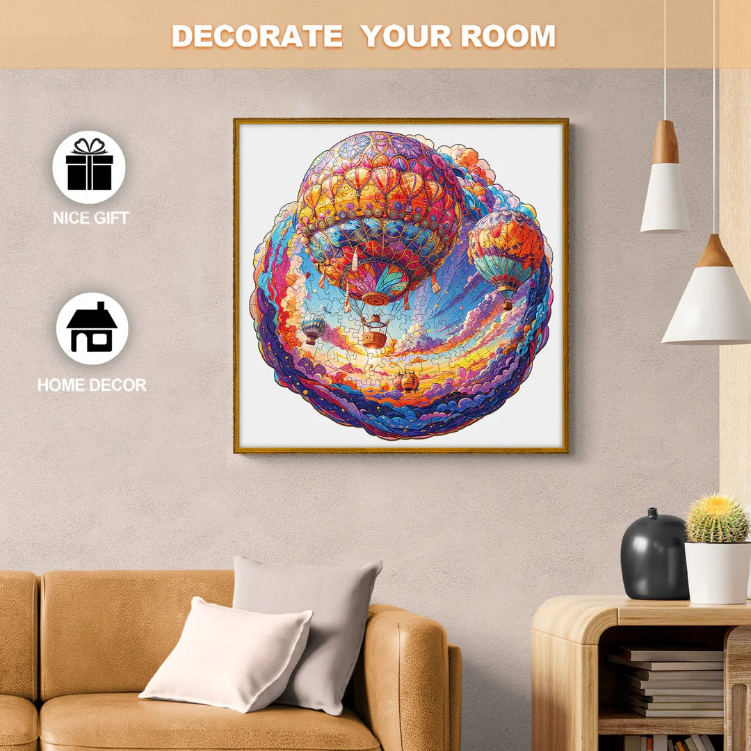Whimsical Wooden Jigsaw Puzzle- hot air balloon