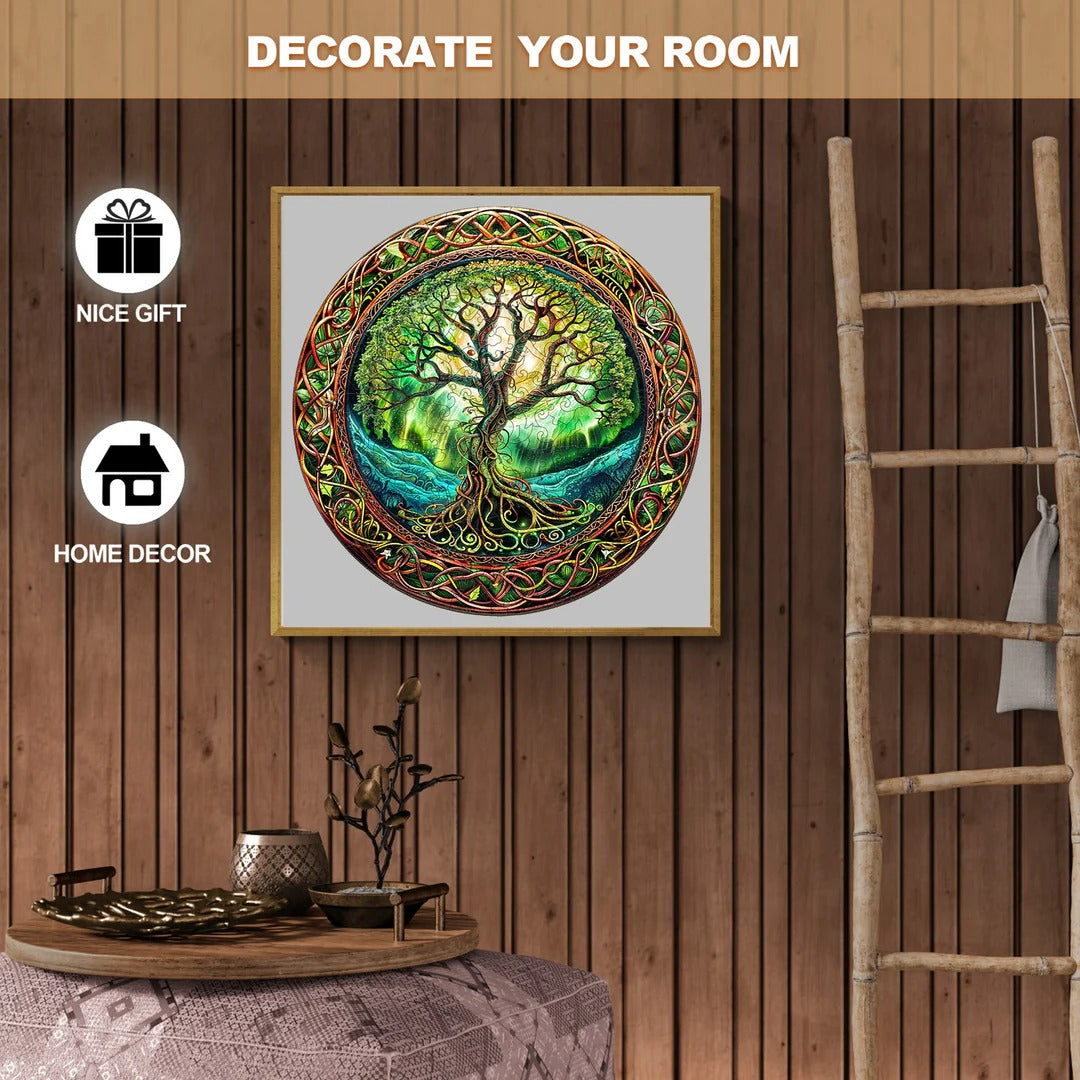 Whimsical Wooden Jigsaw Puzzle- Aurora Tree of Life-2