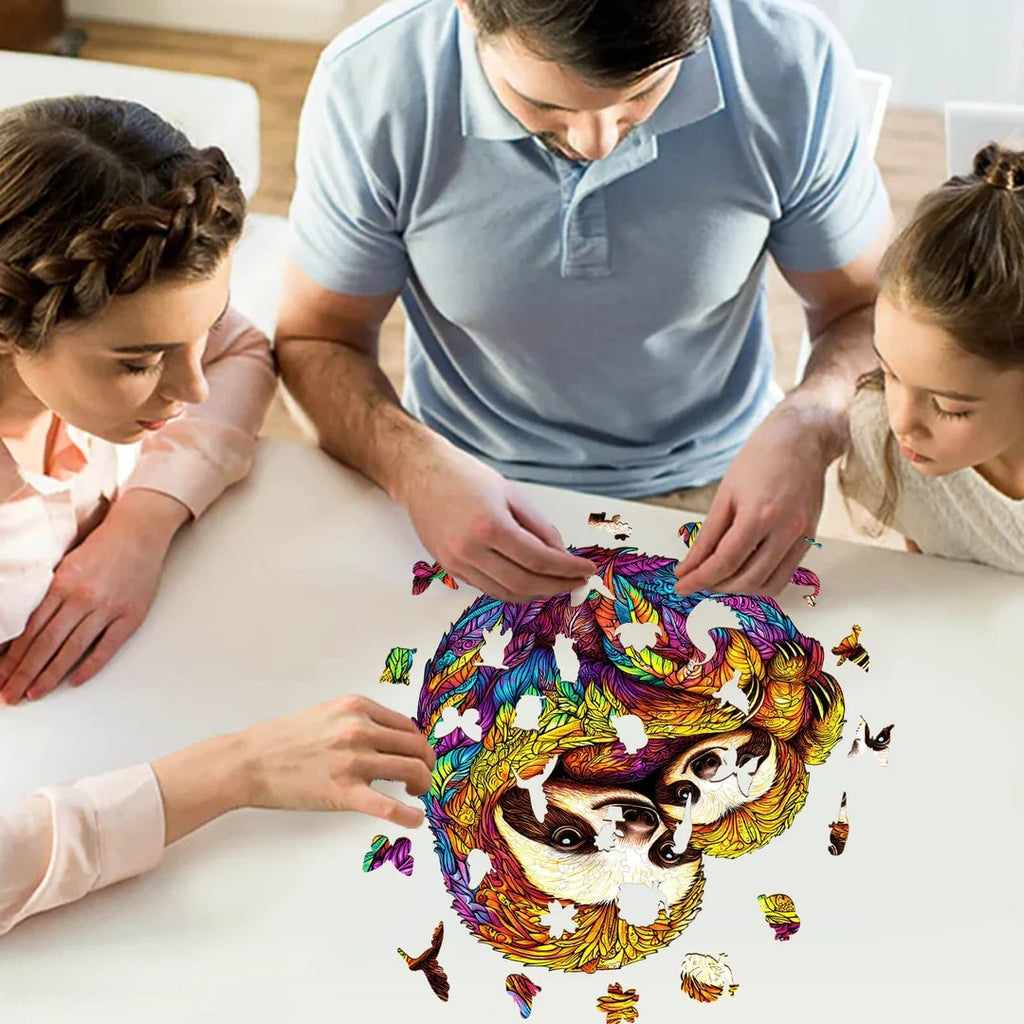 Whimsical Wooden Jigsaw Puzzle- Parent-child Sloth