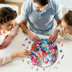 Whimsical Wooden Jigsaw Puzzle-Charming flamingo