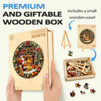 Whimsical Wooden Jigsaw Puzzle-Fireside Santa