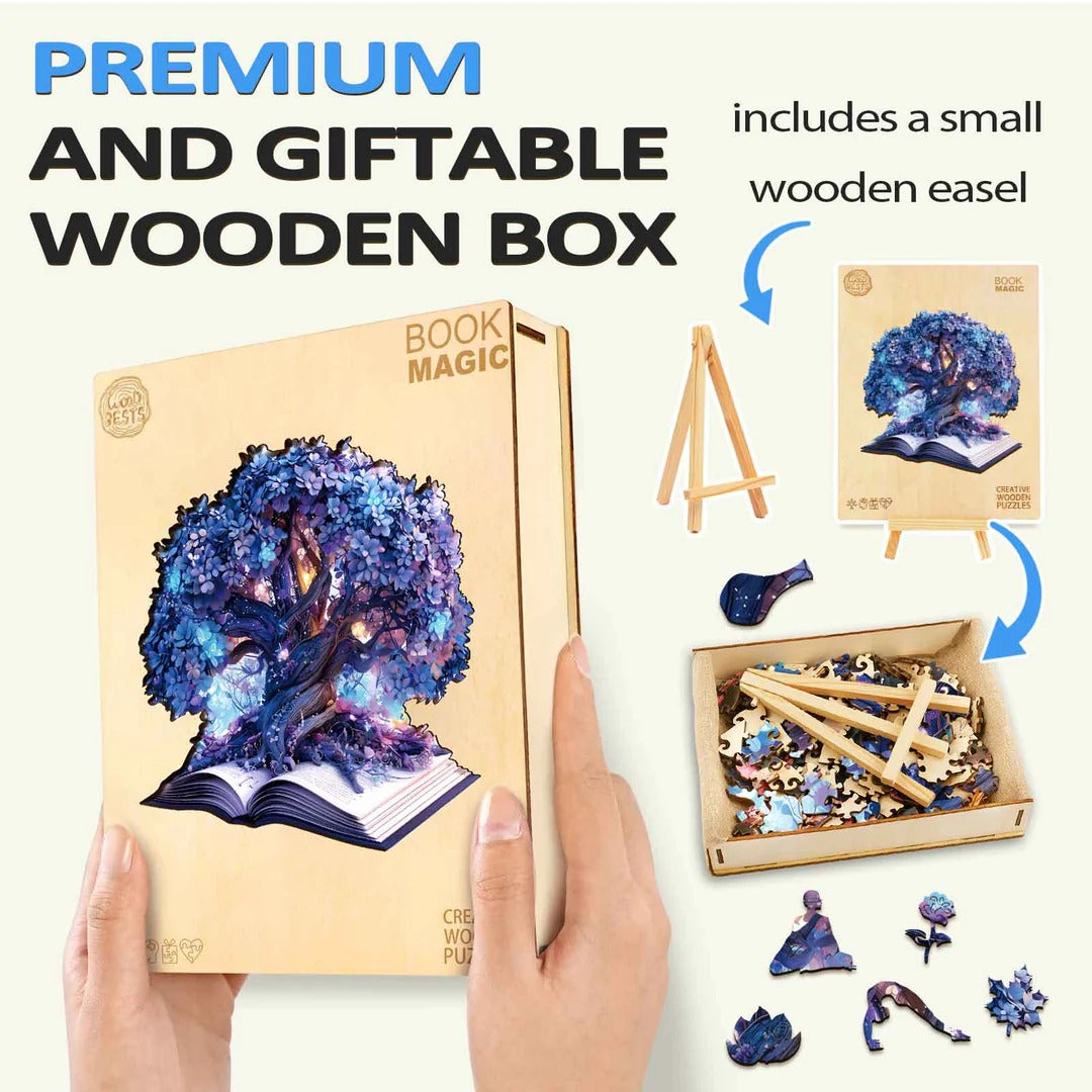 Whimsical Wooden Jigsaw Puzzle- Book magic