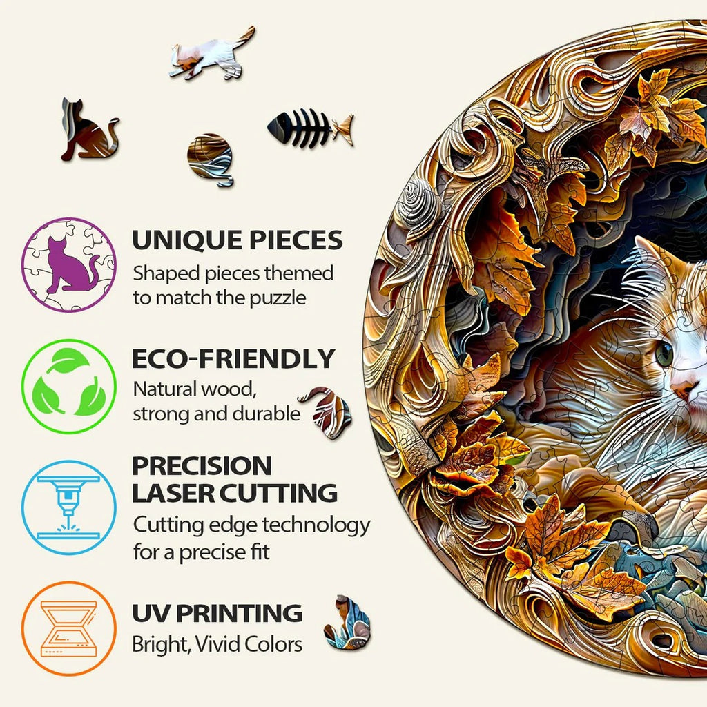 Puzzle en bois fantaisiste-Chat 3D