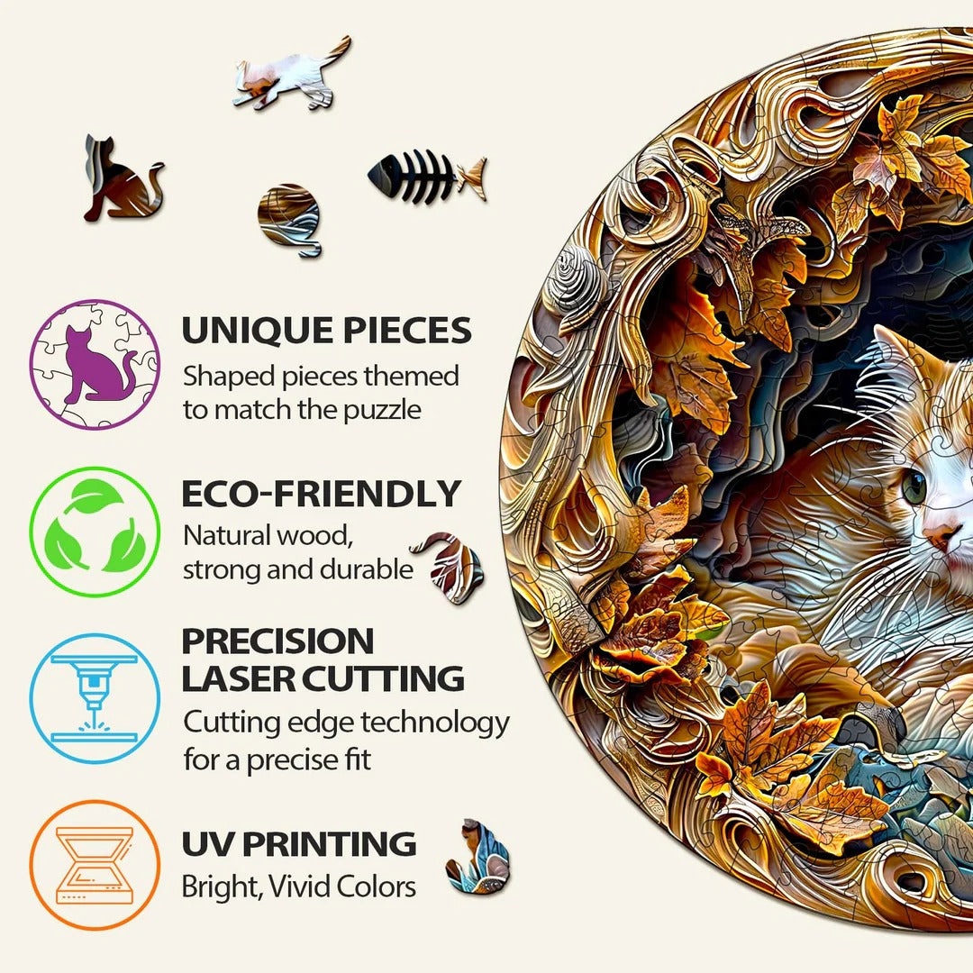 Puzzle en bois fantaisiste-Chat 3D