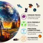 Whimsical Wooden Jigsaw Puzzle- Crystal Ball Astronaut
