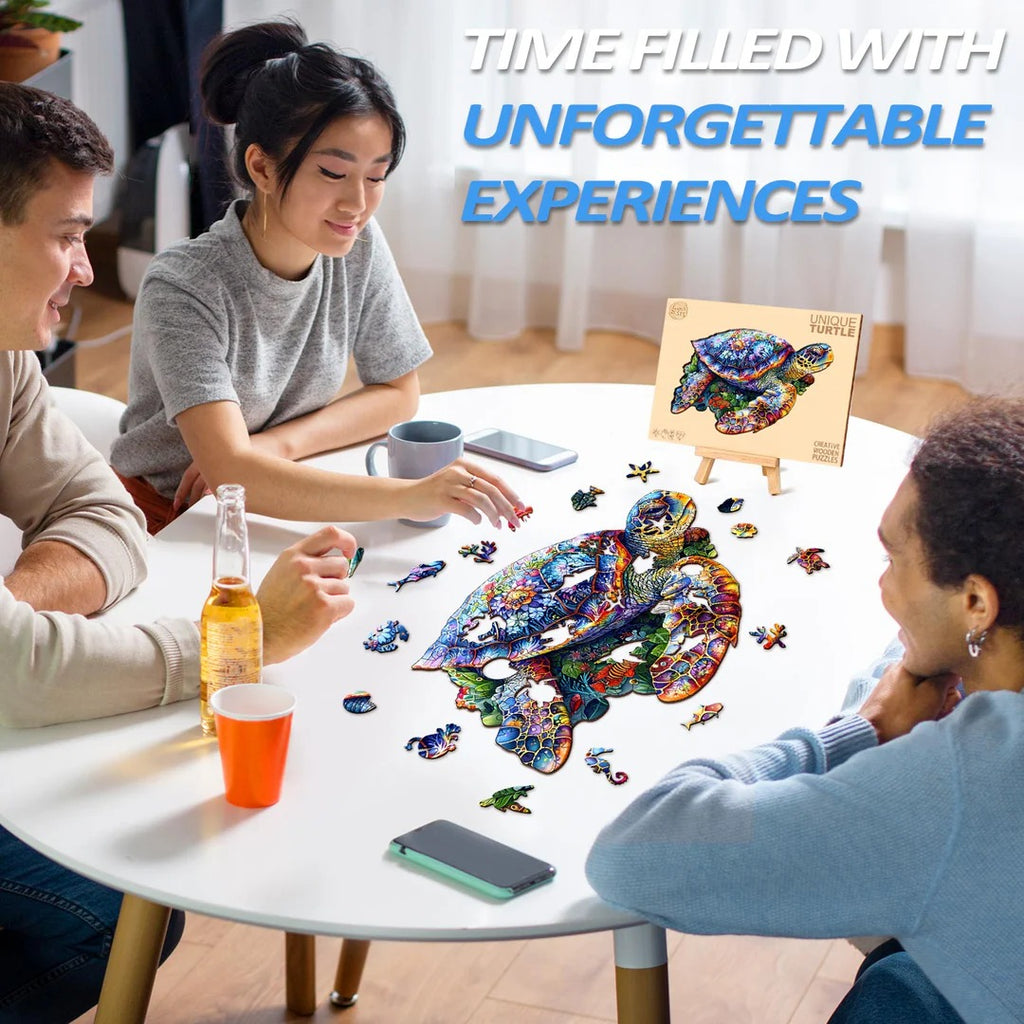 Whimsical Wooden Jigsaw Puzzle-unique turtle