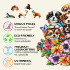 Whimsical Wooden Jigsaw Puzzle-Cute Dogs