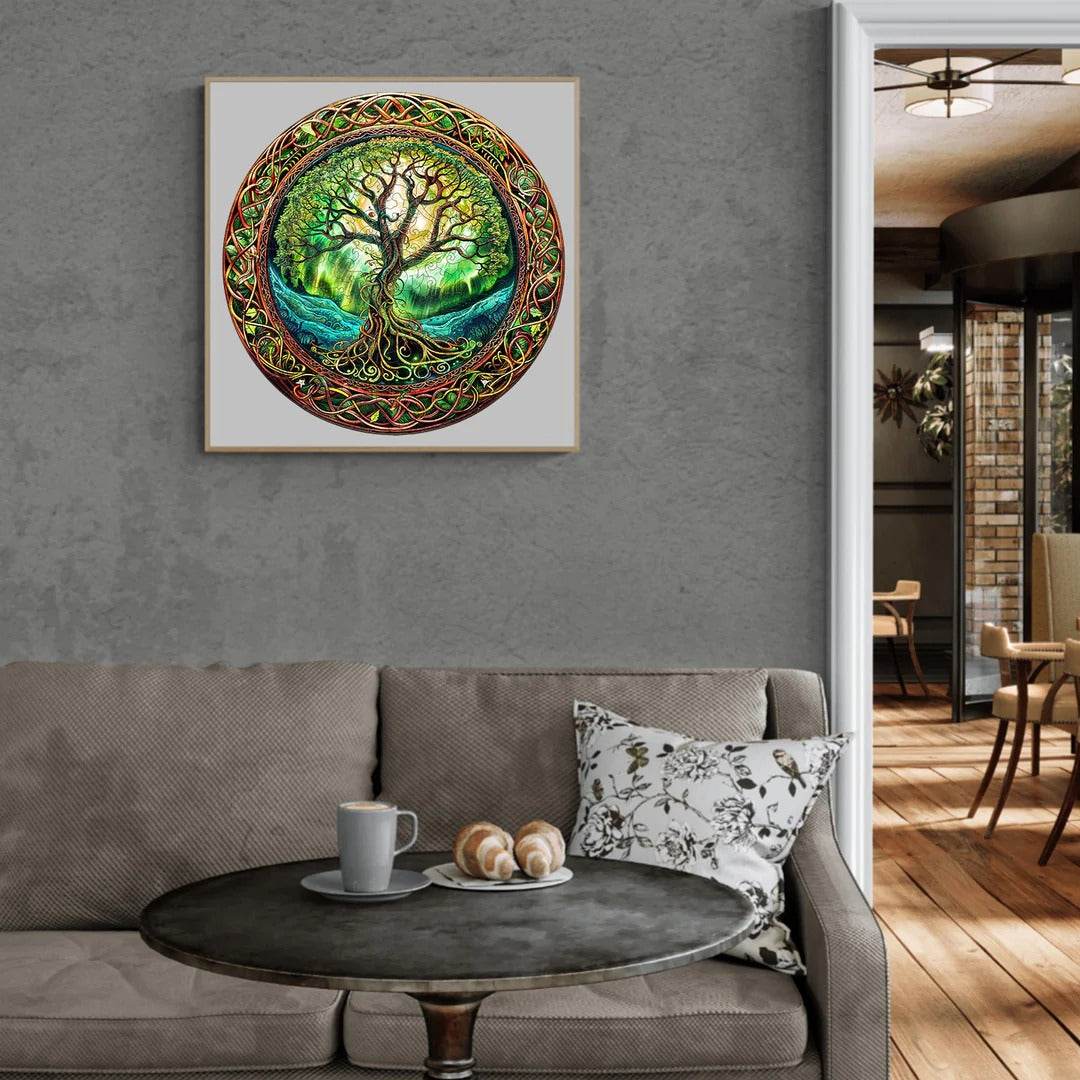 Whimsical Wooden Jigsaw Puzzle- Aurora Tree of Life-2