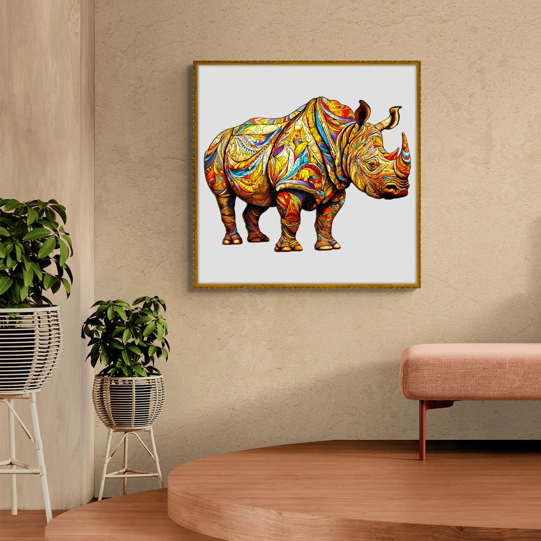 Puzzle en bois fantaisiste - Rhinocéros féroce