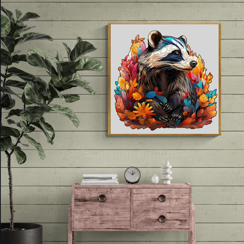 Whimsical Wooden Jigsaw Puzzle-Badger