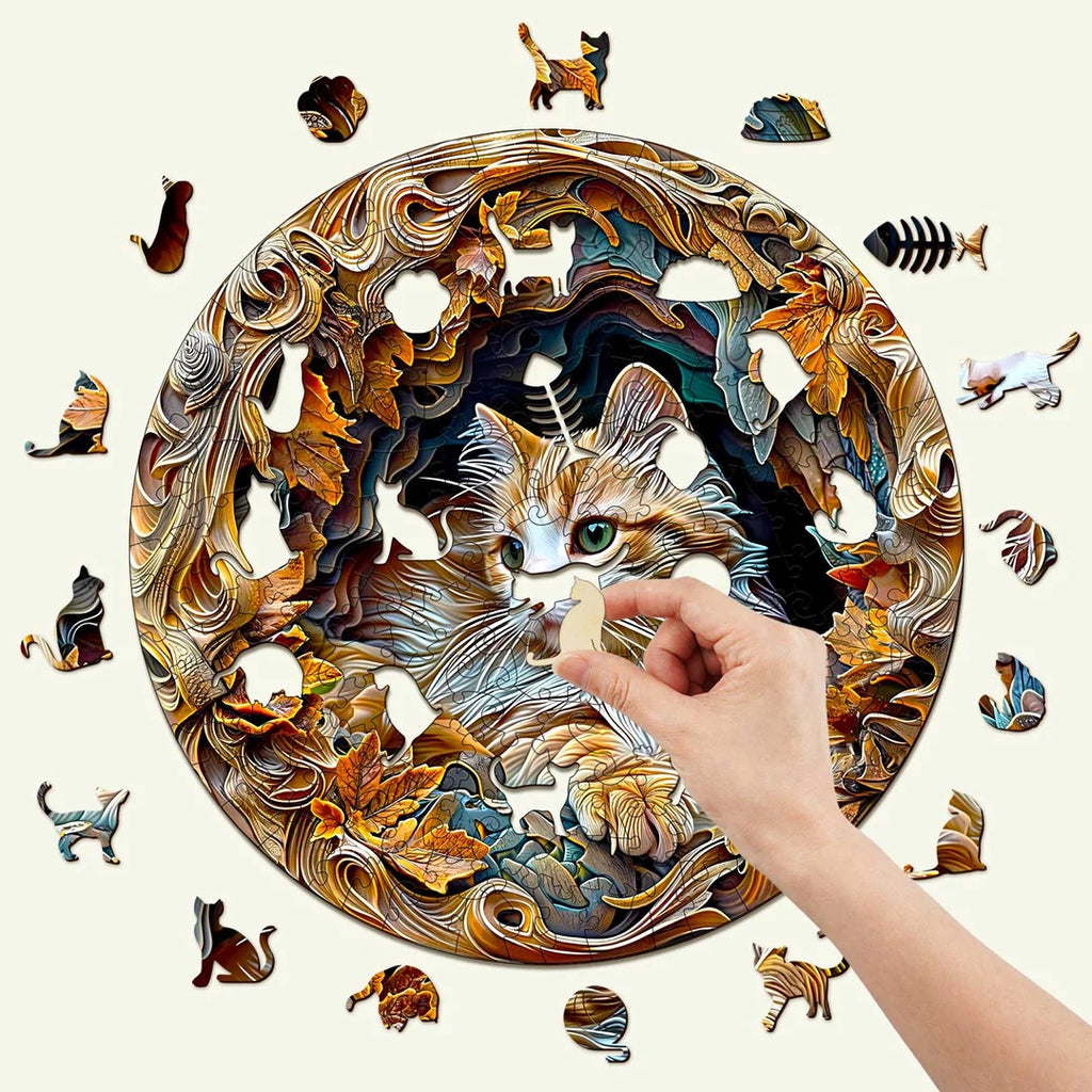 Puzzle en bois fantaisiste-Chat 3D