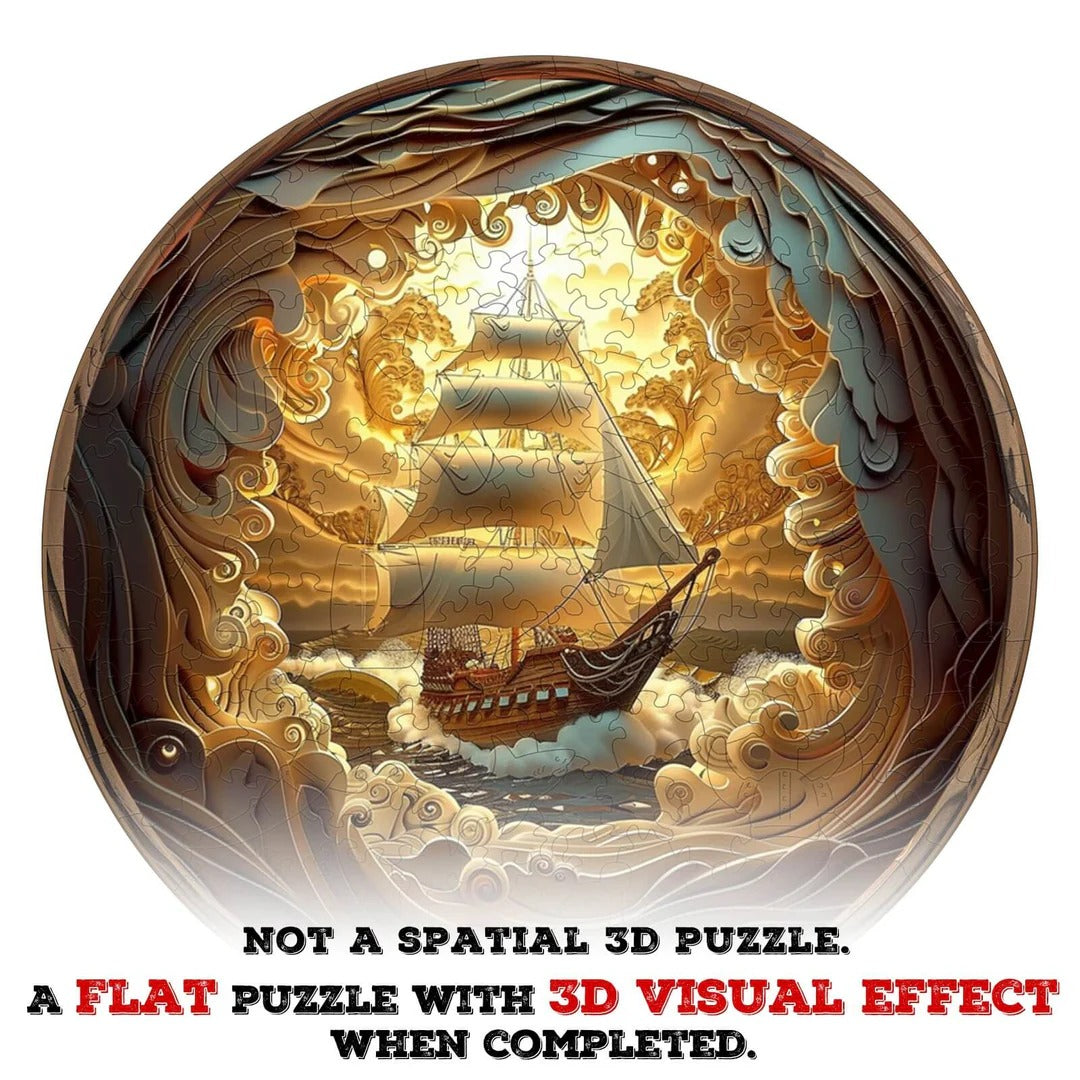 Whimsical Wooden Jigsaw Puzzle- 3D Sailing-1