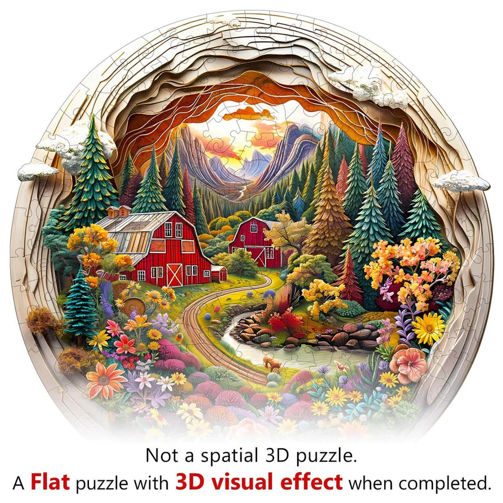 Whimsical Wooden Jigsaw Puzzle- 3D farm