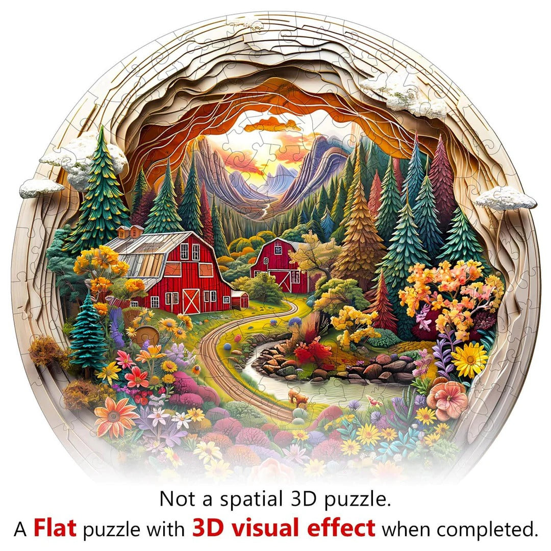Whimsical Wooden Jigsaw Puzzle- 3D farm