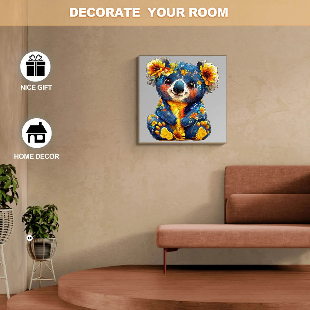 Whimsical Wooden Jigsaw Puzzle- Colorful koala