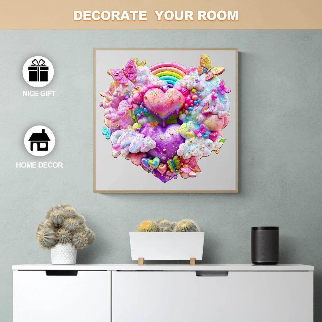 Whimsical Wooden Jigsaw Puzzle- Rainbow cloud