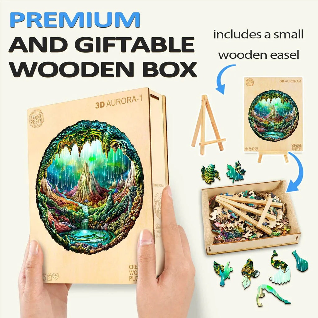 Whimsical Wooden Jigsaw Puzzle- 3D aurora-1