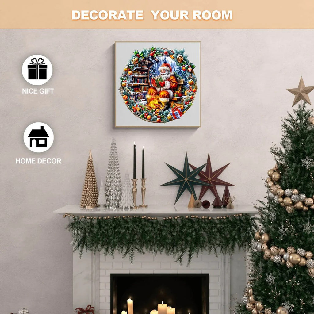 Whimsical Wooden Jigsaw Puzzle-Santa's Rest