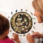 Whimsical Wooden Jigsaw Puzzle- Zoological library