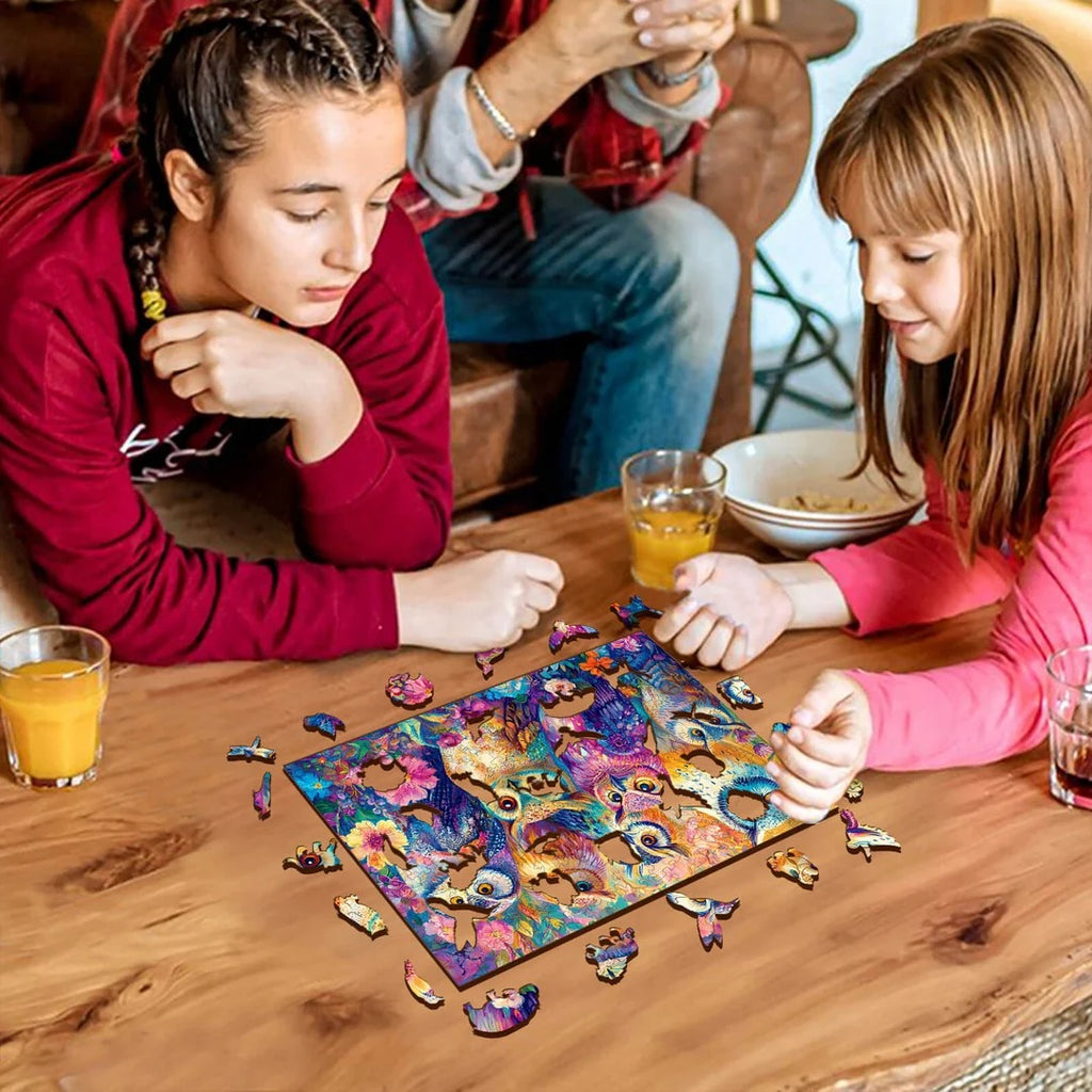Whimsical Wooden Jigsaw Puzzle- Colored owl