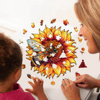 Whimsical Wooden Jigsaw Puzzle-Bee and Sunflower
