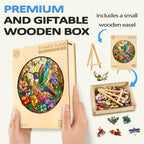 Whimsical Wooden Jigsaw Puzzle-Stained Glass Hummingbird