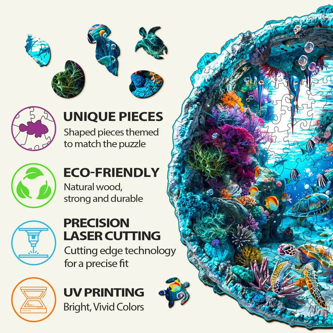 Whimsical Wooden Jigsaw Puzzle- 3D seabed