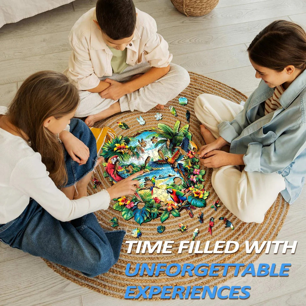 Casse-tête en bois fantaisie - perroquet tropical