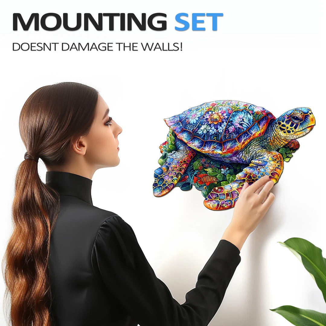 Whimsical Wooden Jigsaw Puzzle-unique turtle
