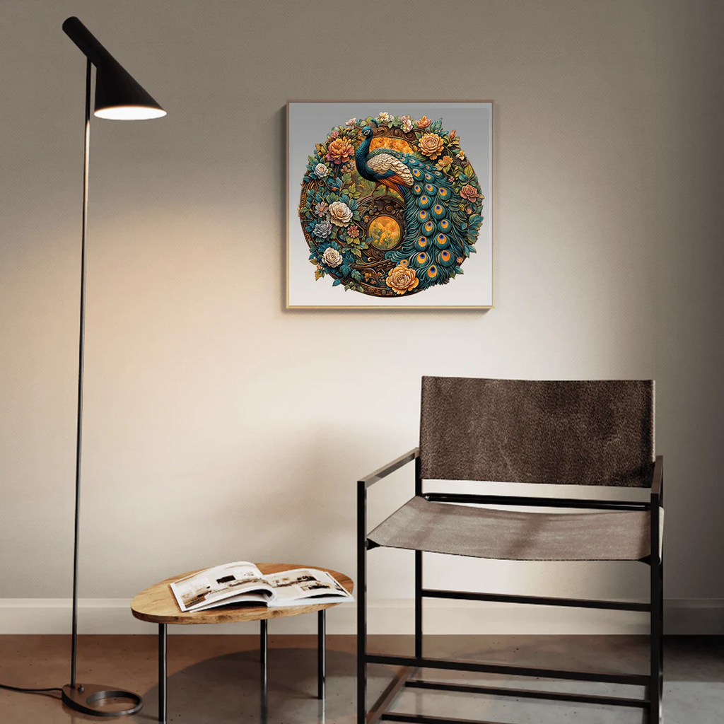 Ausgefallenes Holz-Puzzle – Yin-Yang-Pfau
