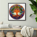 Whimsical Wooden Jigsaw Puzzle-Stained Glass Tree of Life