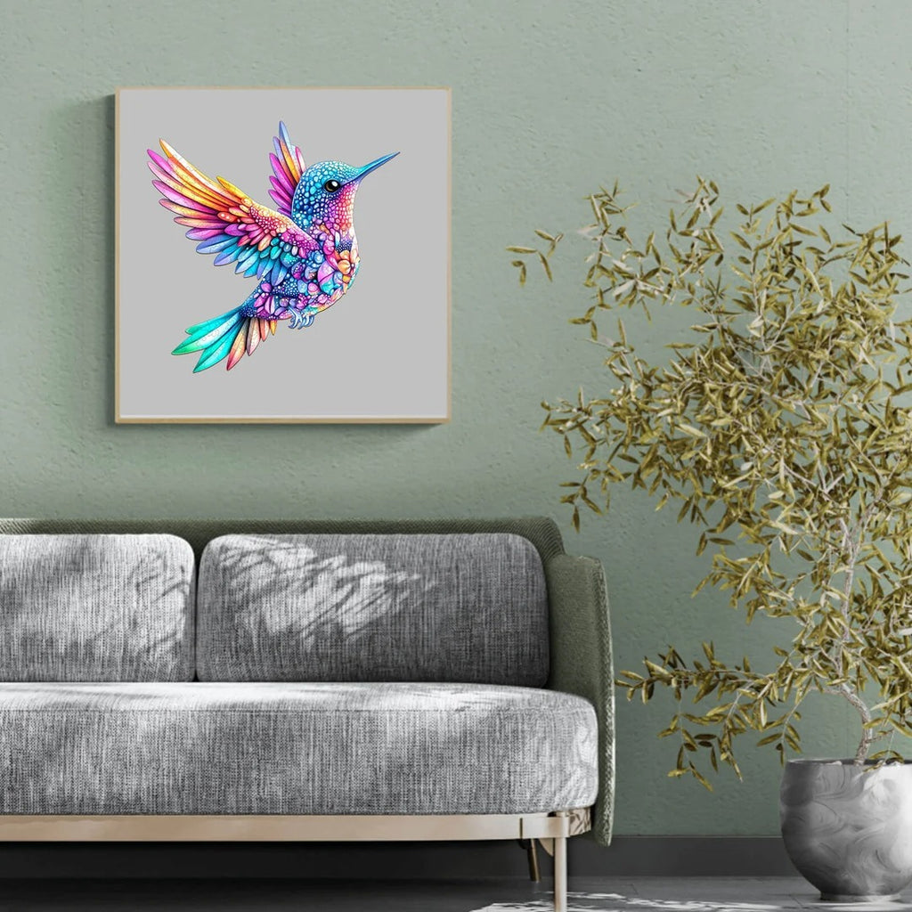 Whimsical Wooden Jigsaw Puzzle- Jewel hummingbird
