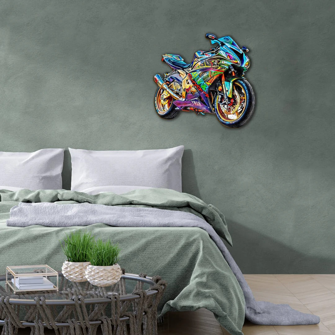 Ausgefallenes Holz-Puzzle – Motorrad