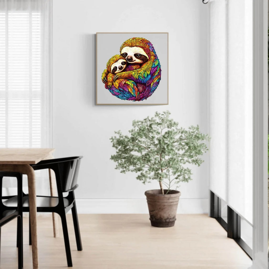 Whimsical Wooden Jigsaw Puzzle- Parent-child Sloth