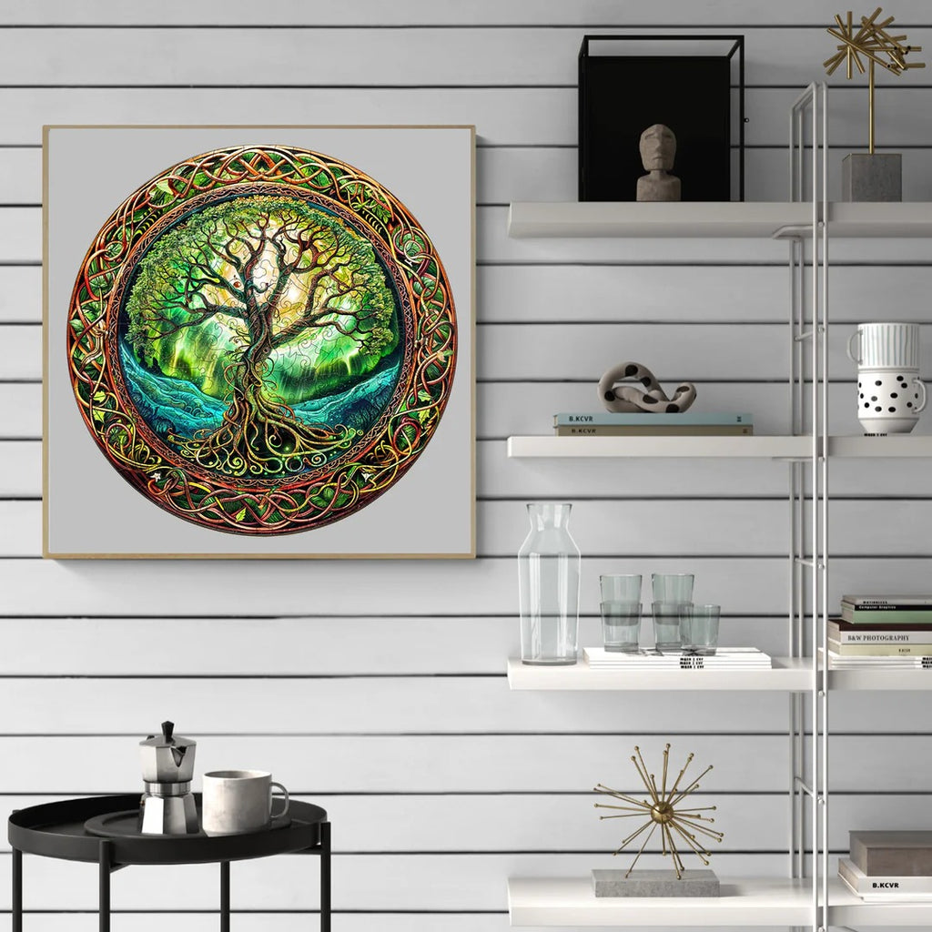 Whimsical Wooden Jigsaw Puzzle- Aurora Tree of Life-2