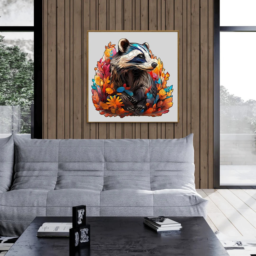 Whimsical Wooden Jigsaw Puzzle-Badger
