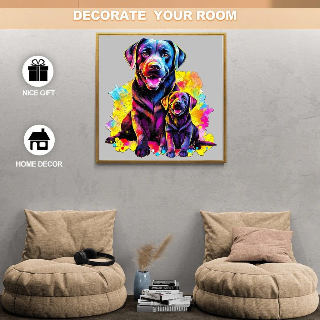 Whimsical Wooden Jigsaw Puzzle- Labrador family