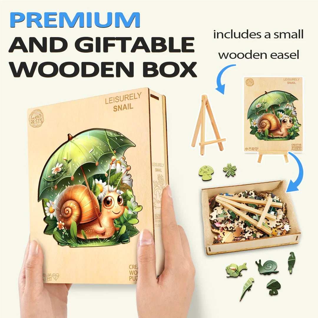 Whimsical Wooden Jigsaw Puzzle- Leisurely snail