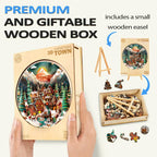 Whimsical Wooden Jigsaw Puzzle- 3D Christmas town