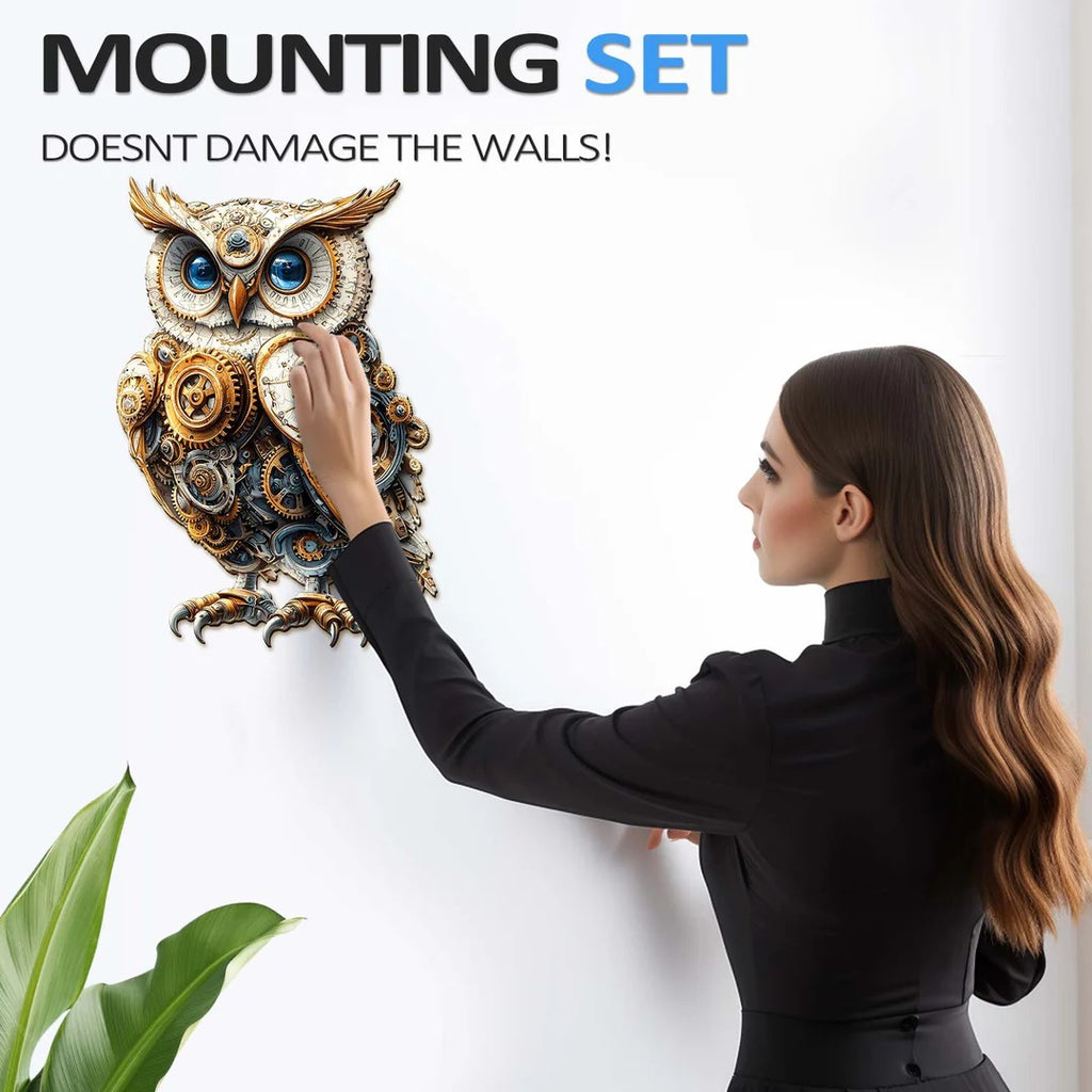 Whimsical Wooden Jigsaw Puzzle- Mechanical owl
